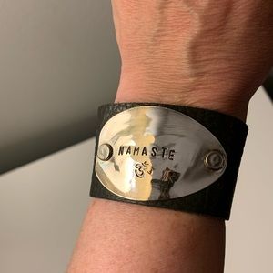 Recycled leather & spoon bracelet!